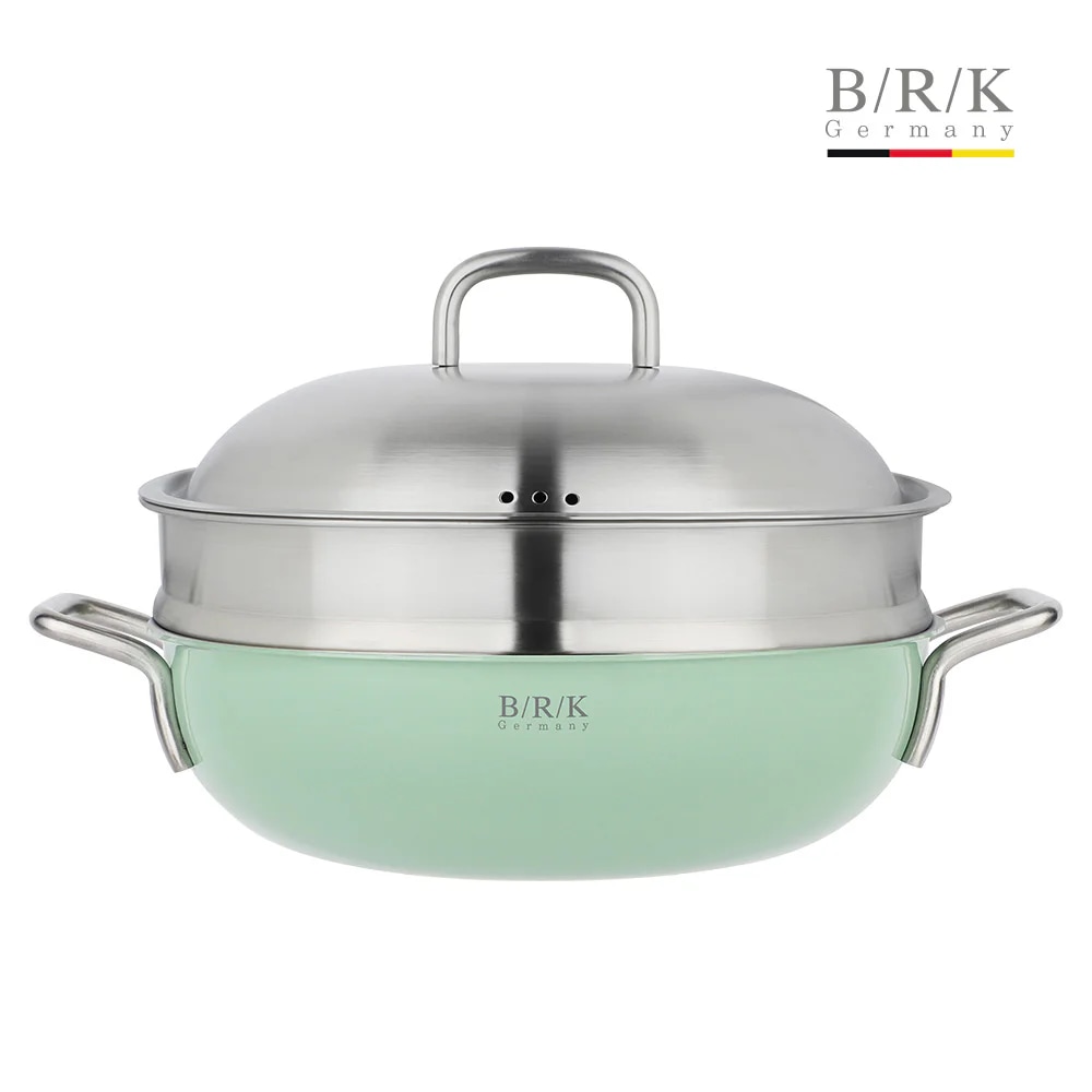 노르딕 통5중 WOK 28cm 그린(스티머 포함)