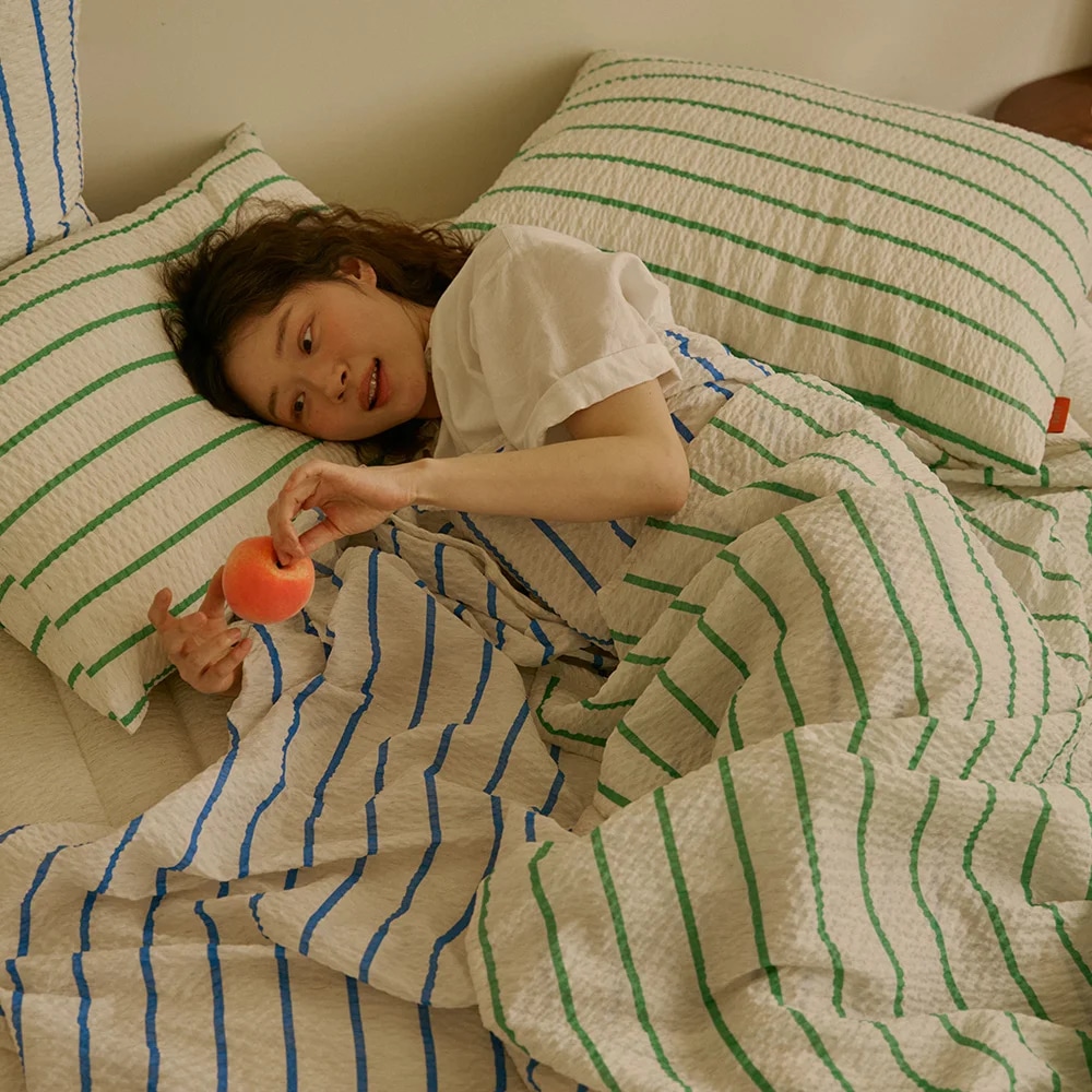 [보웰] [BWTZ] 스트라이프 삼베 시어서커 이불 여름이불