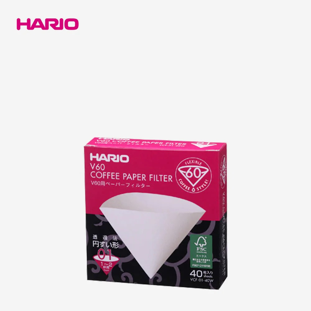 하리오 V60 종이필터 01 40매-화이트 (VCF-01-40W)
