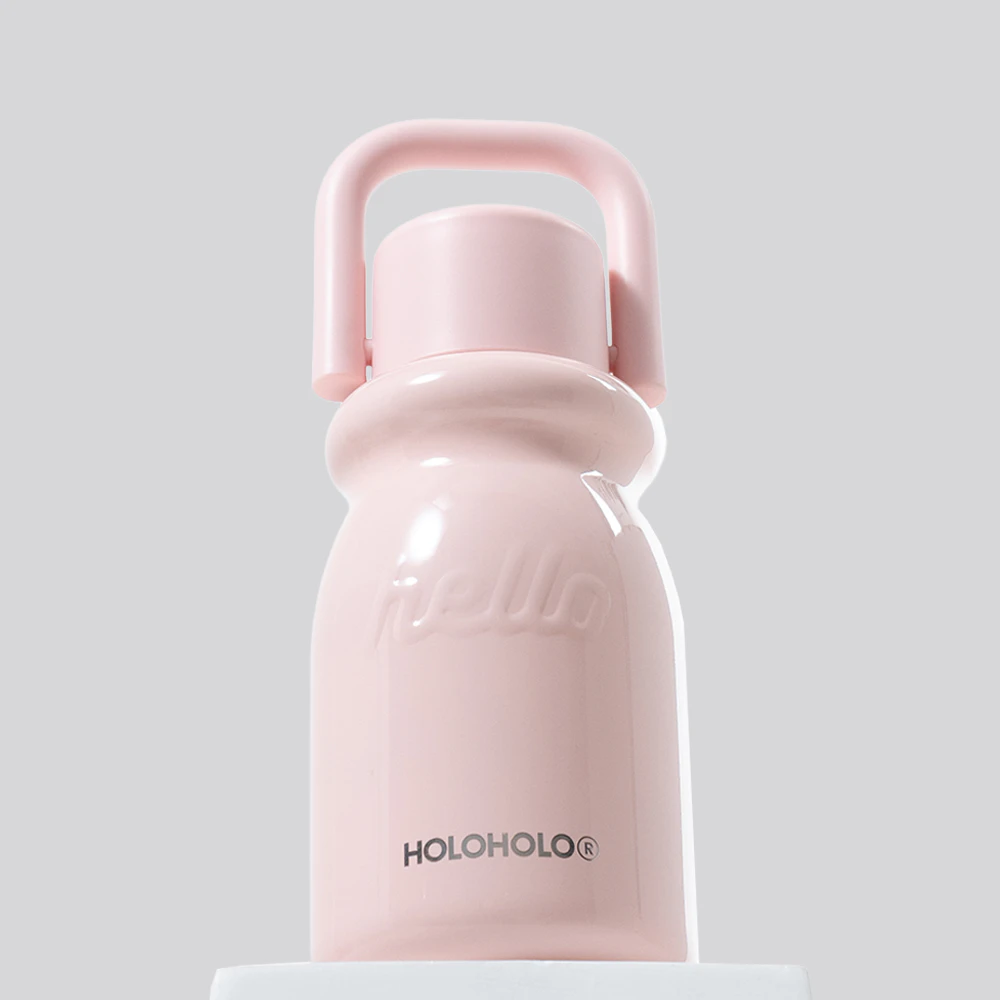홀로홀로 밀크 원터치 텀블러 보온보냉병 430ml 핑크