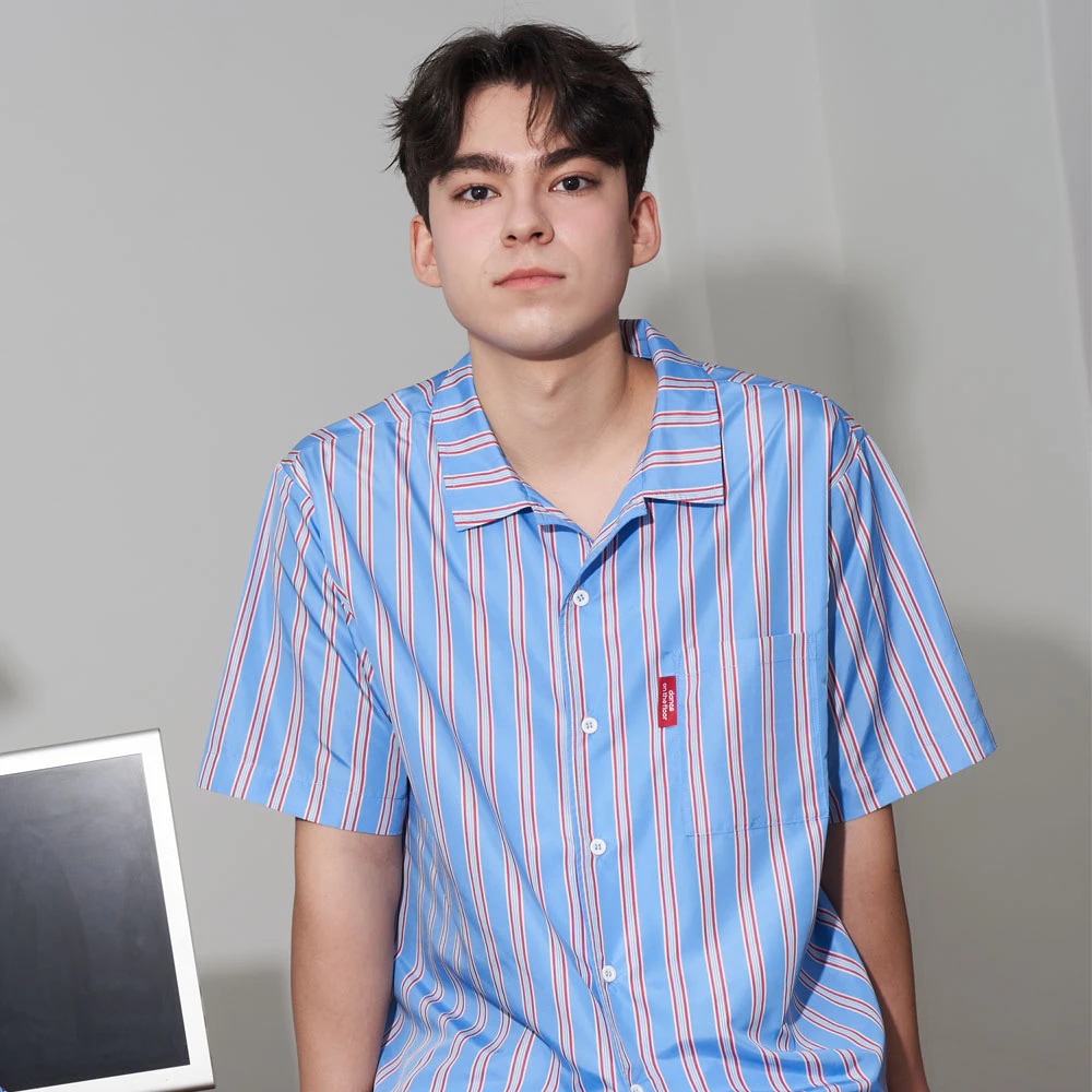 furless pajamas 퍼리스 스트라이프 파자마 반소매세트 (blue)