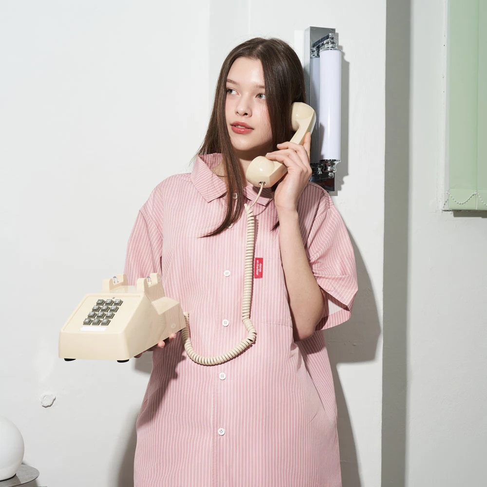 furless pajamas 퍼리스 스트라이프 파자마 반소매세트 (pink)