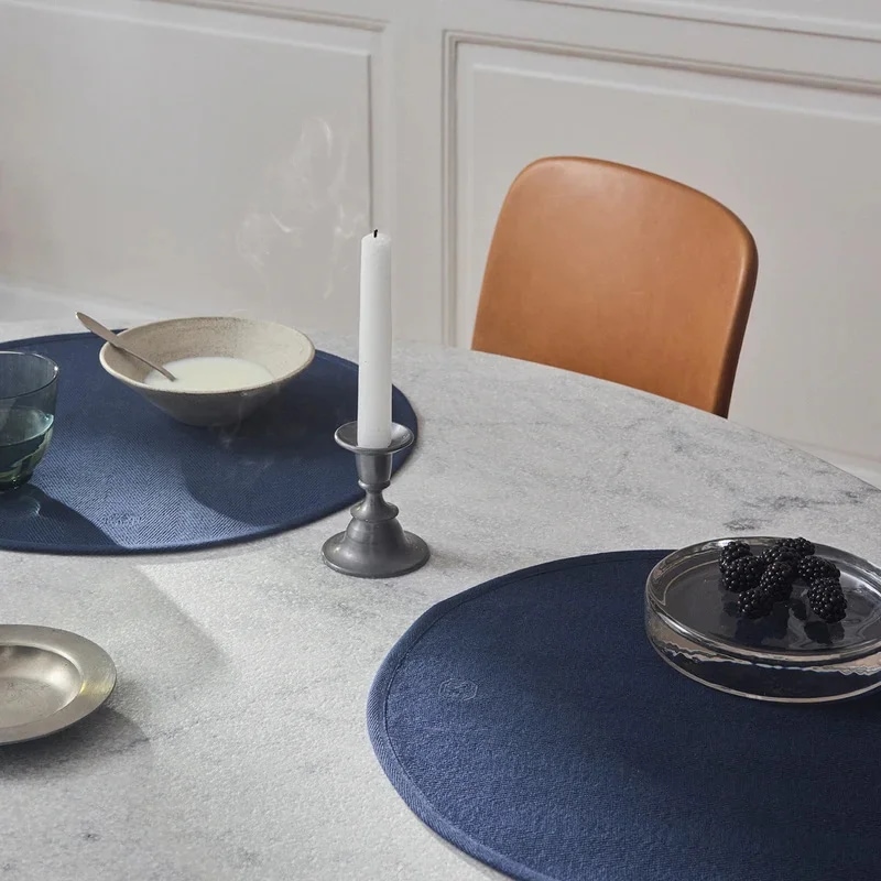 Georg Jensen Damask Herringbone 라운드 플레이스 매트 (2 pcs 세트)