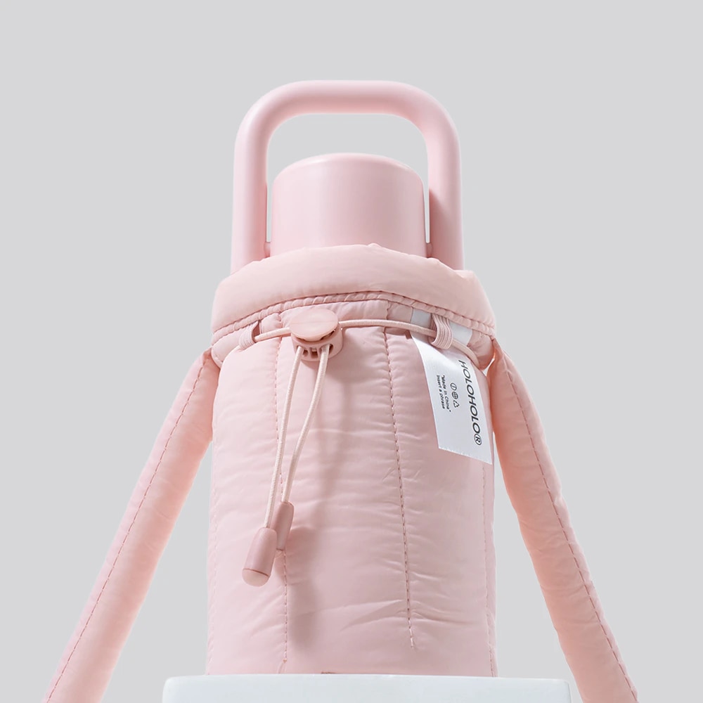 홀로홀로 밀크 원터치 텀블러 보온보냉병 430ml 핑크+구름파우치 세트