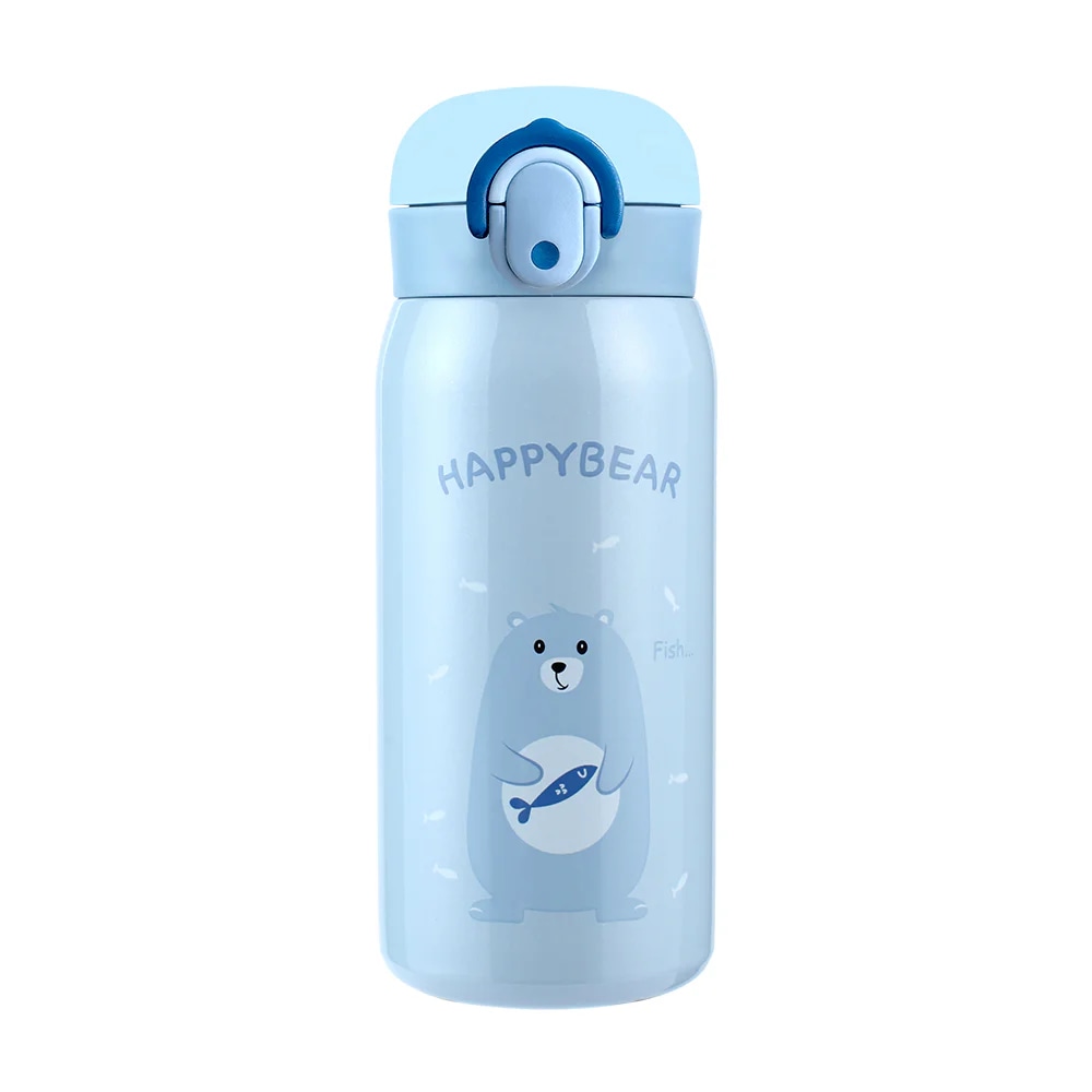 해피베어 원터치 보온보냉병 물병 350ml 스카이블루
