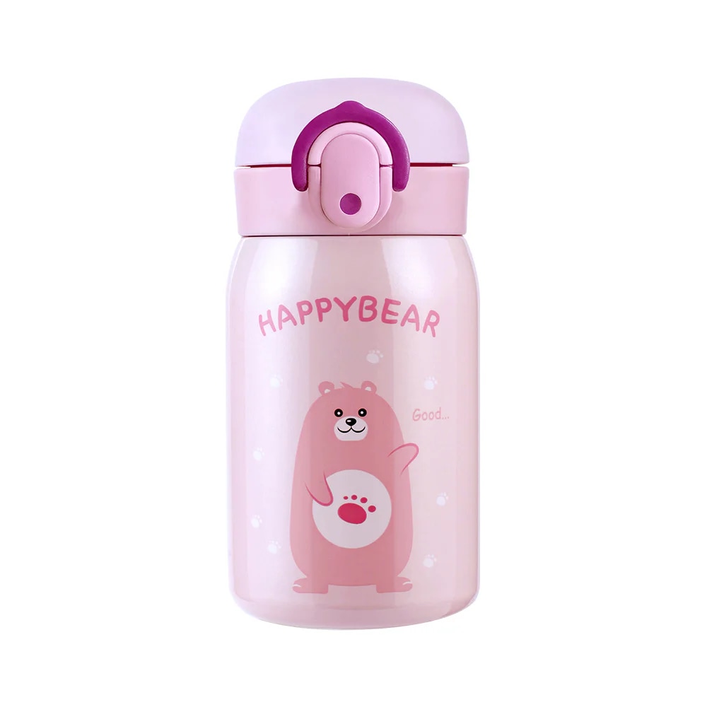 해피베어 원터치 보온보냉병 물병 250ml 핑크