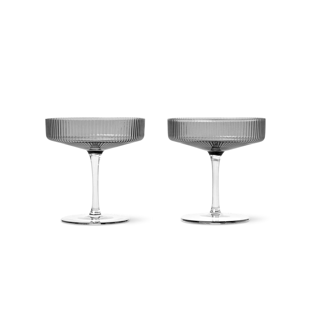 리플 샴페인 소서(set of 2) 스모크 그레이