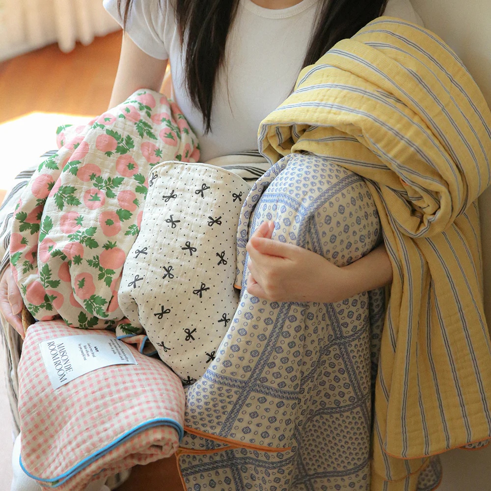 뮬리 4중 거즈 레트로 블랭킷 겸 여름 홑이불