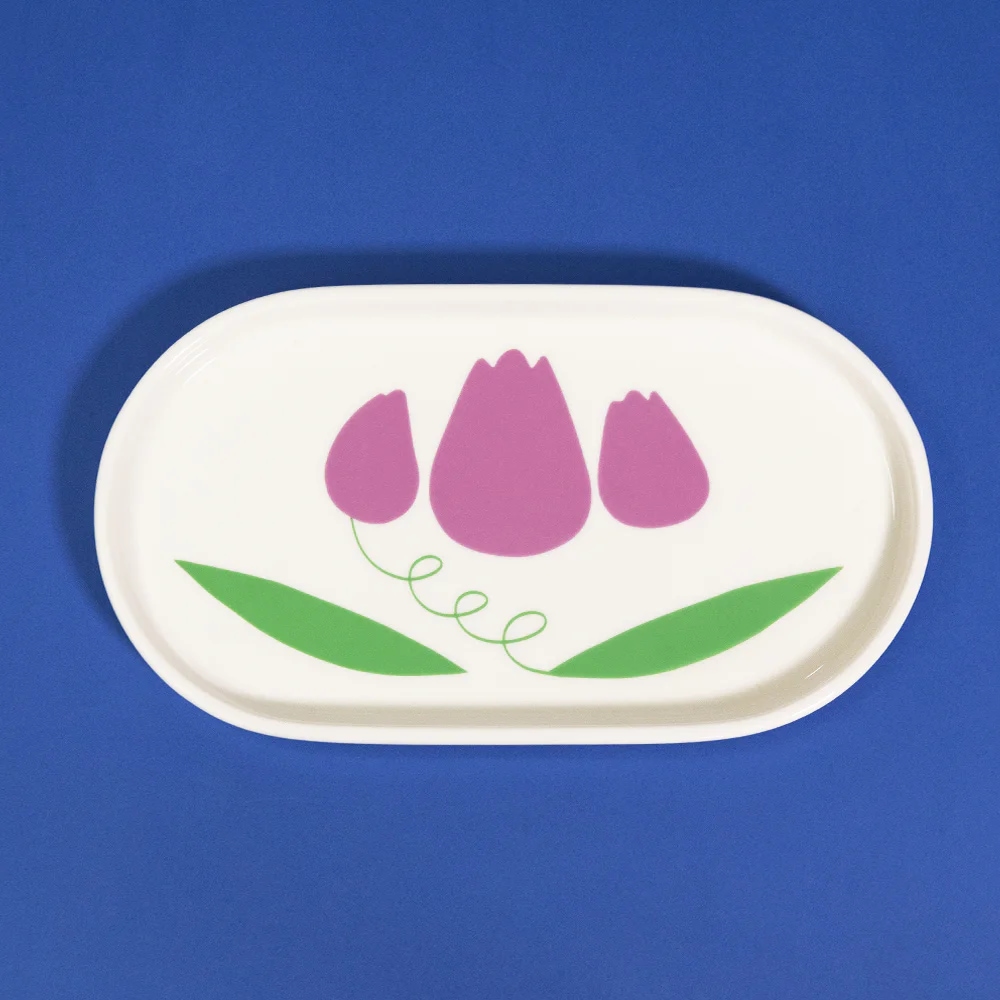 퍼플 플라워 오발 24.5cm