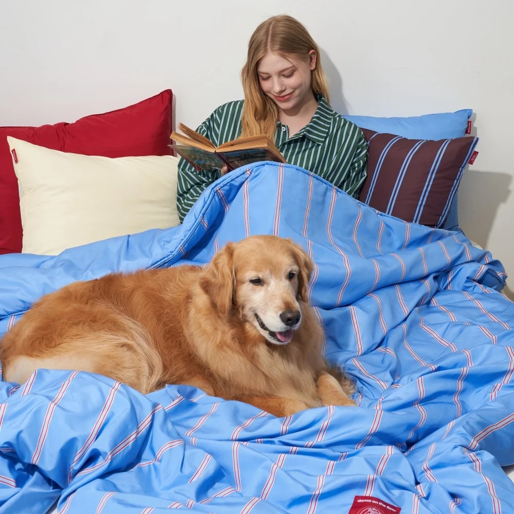 Furless Reversible Seamless Duvet - Blue Stripe&Blue