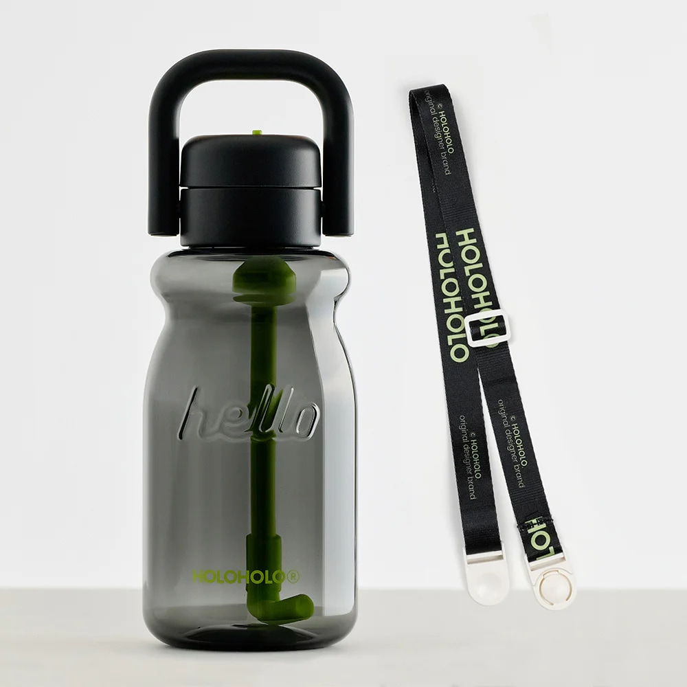 홀로홀로 원터치 트라이탄 밀크보틀 630ml+어깨스트랩 세트 블랙