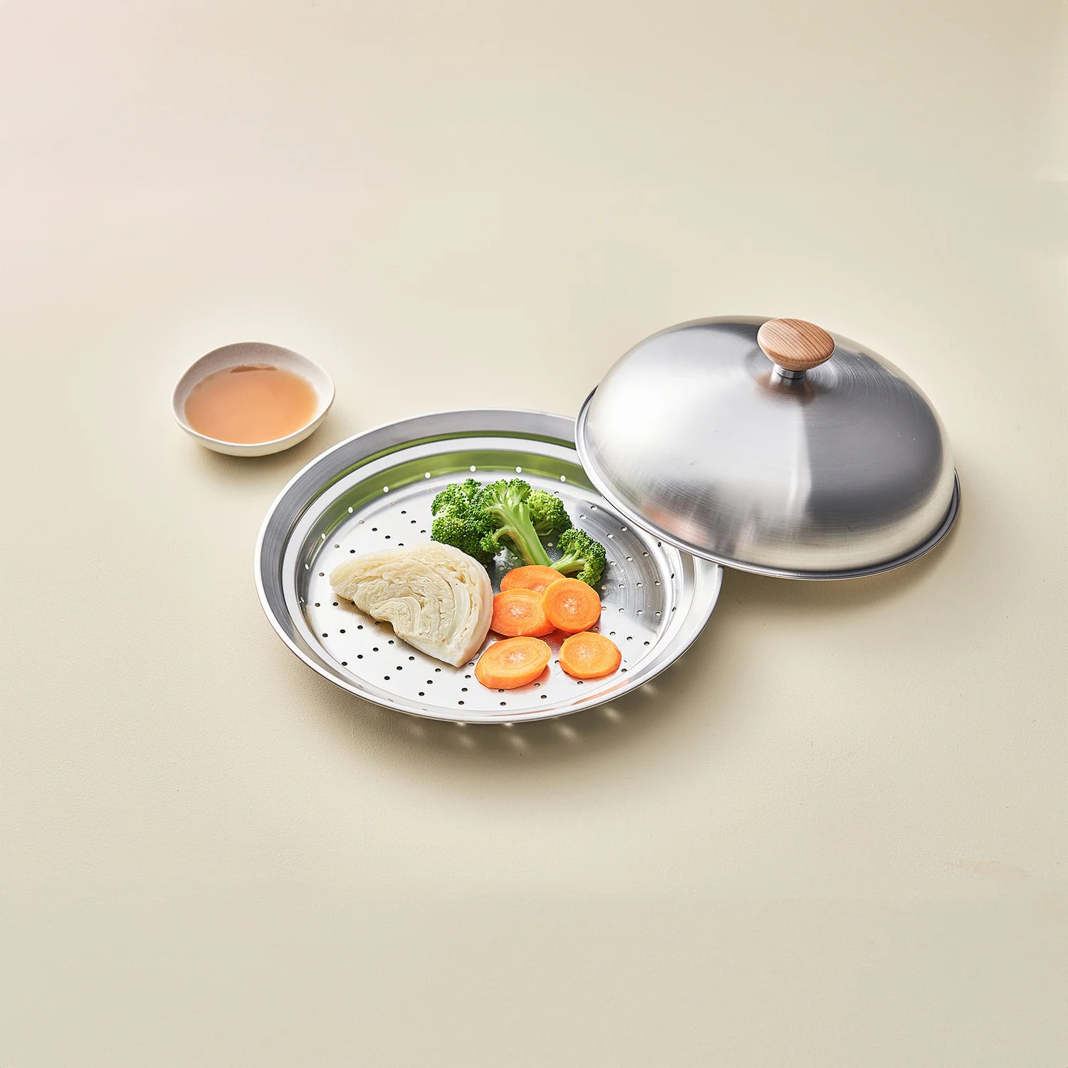 스테인리스 우드 핸들 찜기 24-26cm